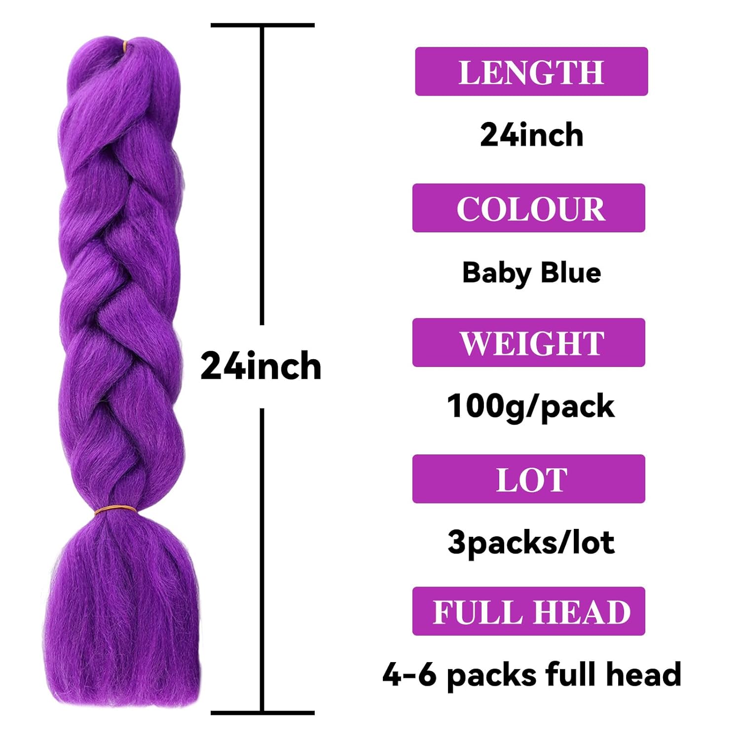 Braiding Hair 24 Inch 3 Packs Pre Stretched Box Braids Colorful Twist Braiding Hair Extensions Synthetic Crochet Braiding ()