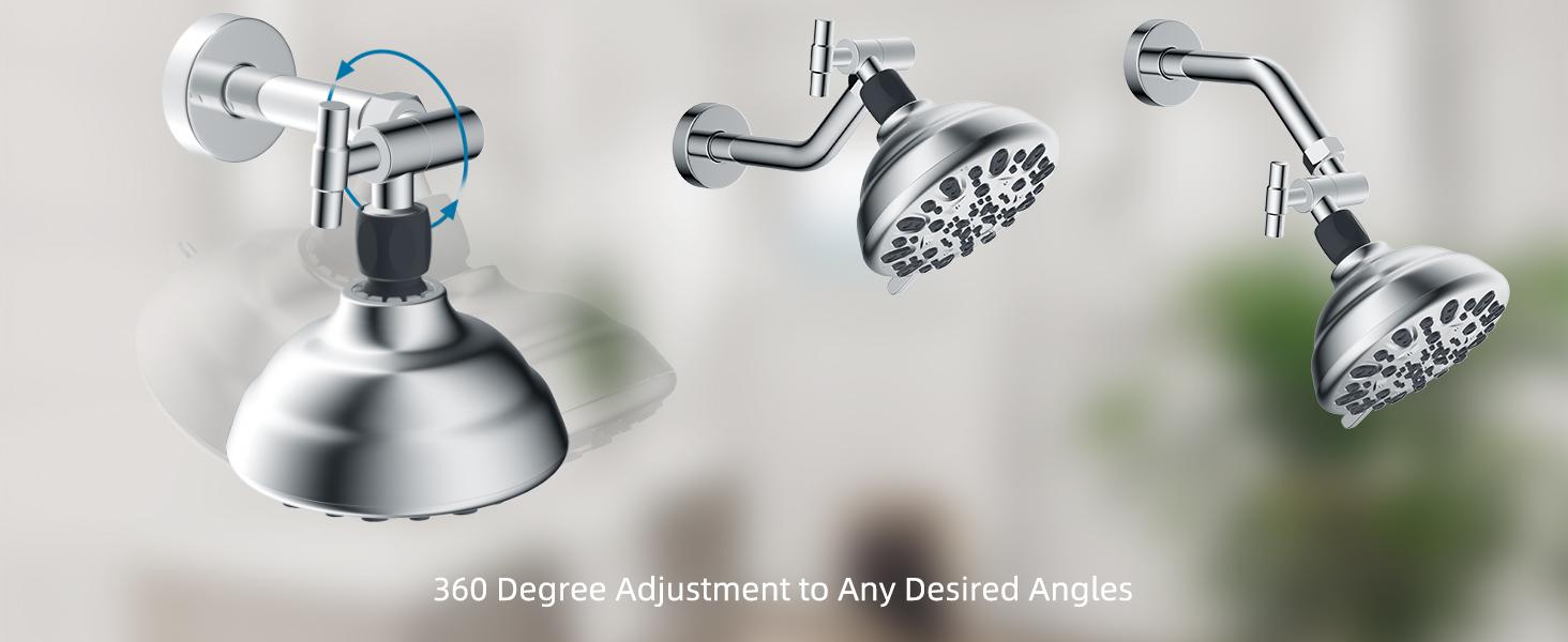 Hibbent All Metal Shower Head Elbow Adapter, 360 ° Adjustable Swivel Brass Showerhead Adapter, Stainless Steel Shower Arm Extension for Fixed and Rain Showerhead, Wall Mounted Shower Connector, Chrome Hibbent All Metal Shower Head Elbow Adapter, 360 ° Adjustable Swivel Brass Showerhead Adapter, Stainless Steel Shower Arm Extension for Fixed and Rain Showerhead, Wall Mounted Shower Connector, Chrome