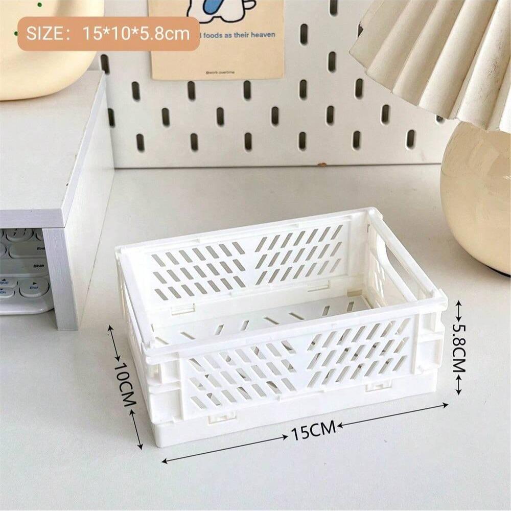 Folding Storage Basket, Collapsible Desktop Organizer, Ideal for Organizing Essentials & Cosmetics, Compact Design for Efficient Space Utilization