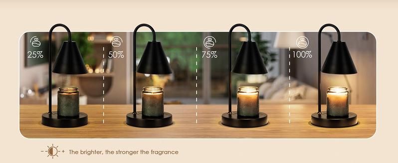 Candle Warmer Lamp,Electric Candle Warmer with Dimmable Light,Scented Wax Melter,No Smoke,Compatible with Various Jar,with 2 Light Bulbs,Home Decor Gifts-Black Decorative Fragrance Ornaments Milk Coffe