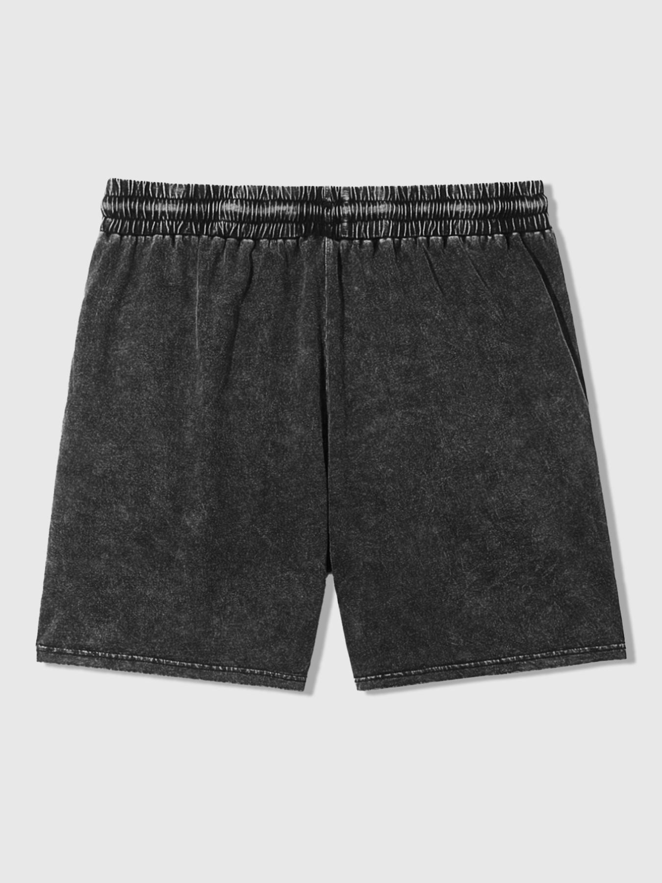 Black Vintage Wash Tribal Flame Print Denim Shorts Men Women, Y2K Streetwear Casual Drawstring Jeans Shorts, Gothic Heart Tribal Bottoms