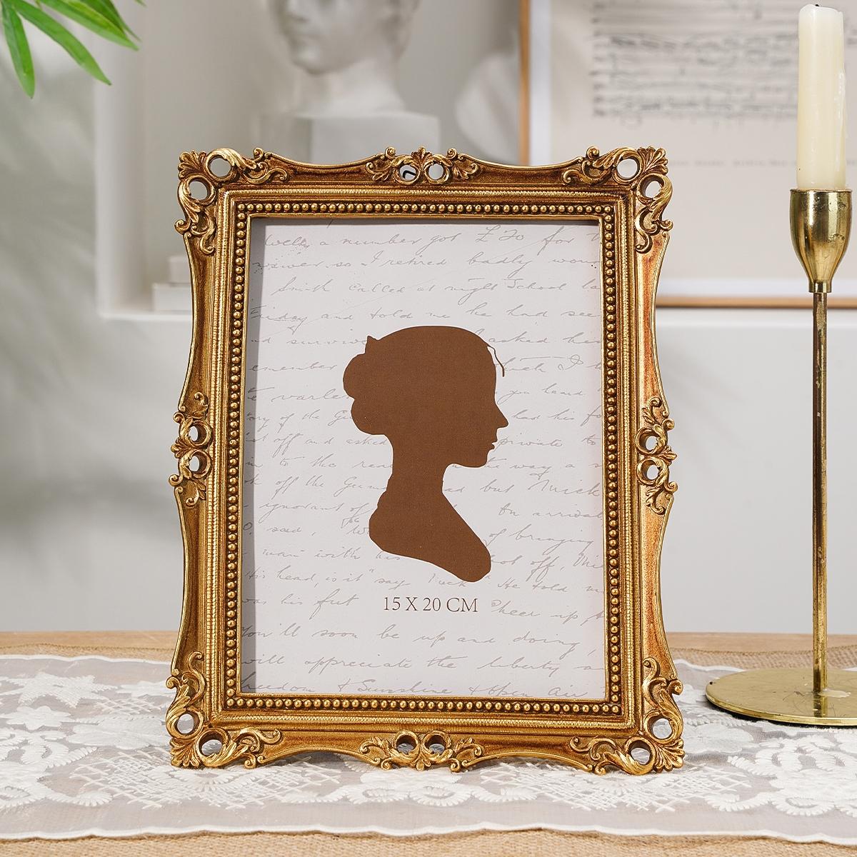 Vintage Resin Photo Frame, European Elegant Floral Design, Hand-Painted Home Decor, Ideal for Photo Display and Photography Props