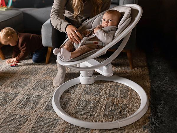 HARPPA Weddell Orbit Electric Baby Swing, 5 Swing Speeds, Elevated Eye-Level Seat, Touch & Remote Control, Music Connectivity, Ergonomic Design & Lightweight Frame
