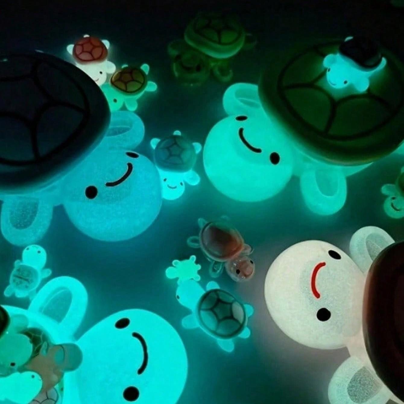 Glowing Large Turtle Decor, 15 Small Turtles Included, Unique Handmade Storage Box, Party Gift, Home Decoration, No Power Needed