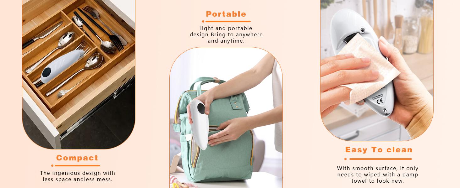 One Touch Electric Can Opener Fits Almost All Can Sizes for Seniors with Arthritis, Hand Held Battery Operated Can Opener with Smooth Edge, Food Safe Kitchen Gadgets Automatic Can Opener for Kitchen（white）