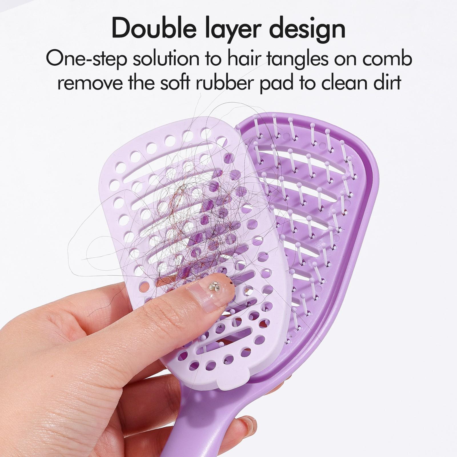Self-Cleaning Hair Brush, Easy Hair Removal Detangling Comb, Scalp Massage, Anti-Tangle Smoothing Brush for Wet & Dry Hair Care