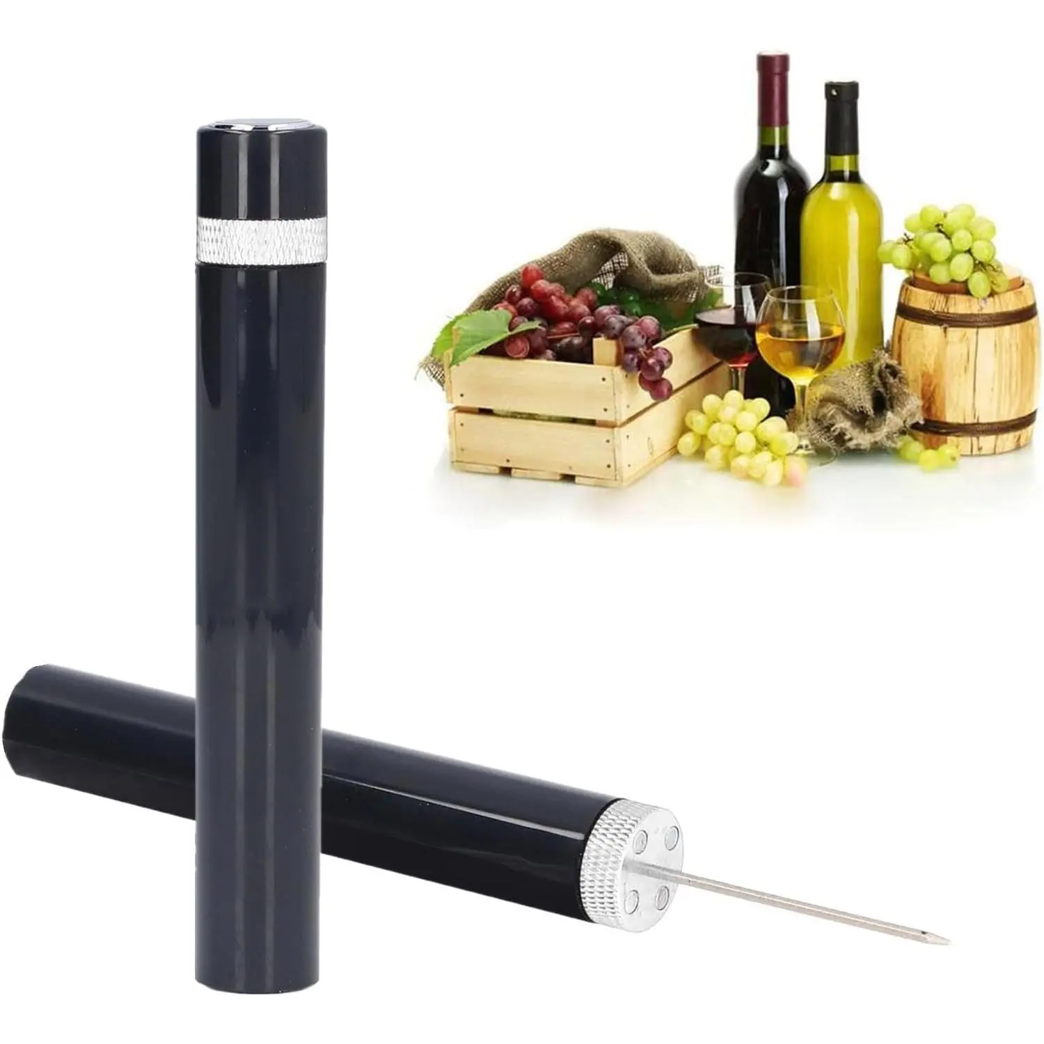 Needle Type Wine Bottle Opener, Easy Cork Remover Corkscrew, Travel Portable Pocket Air Pressure Pump for Home, Restaurant and Party, Silver