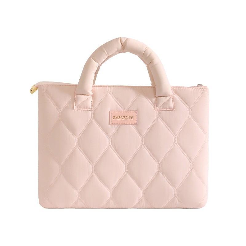 Handheld Laptop Bag for Business Travel, 13 Inch Notebook Computer Case, Portable Storage Organizer, Ideal for On-The-Go Use, Quilted Laptop Bag