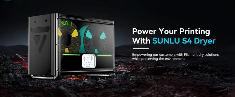 SUNLU Filadryer S4,Four-Spool 3D Printer Dehydrator with Rapid Heating, Auto Humidity Control Advanced Triple Fan Upgrade,Compatible with PLA,PETG,ABS,TPU,PA