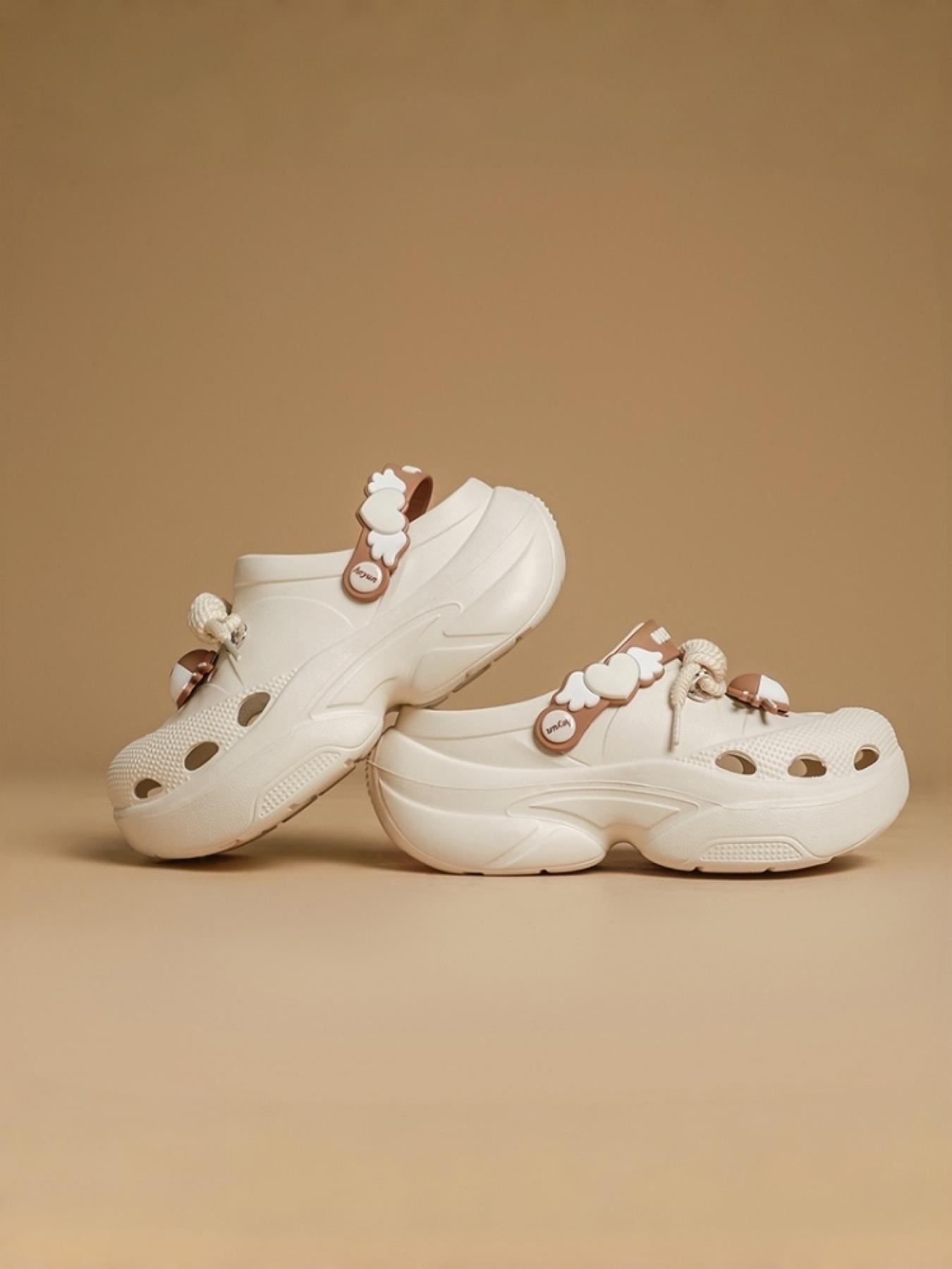 Women's Black-Purple Cartoon Big Eye Clogs: Thick-Soled Dual-Wear, Summer Outdoor Slides