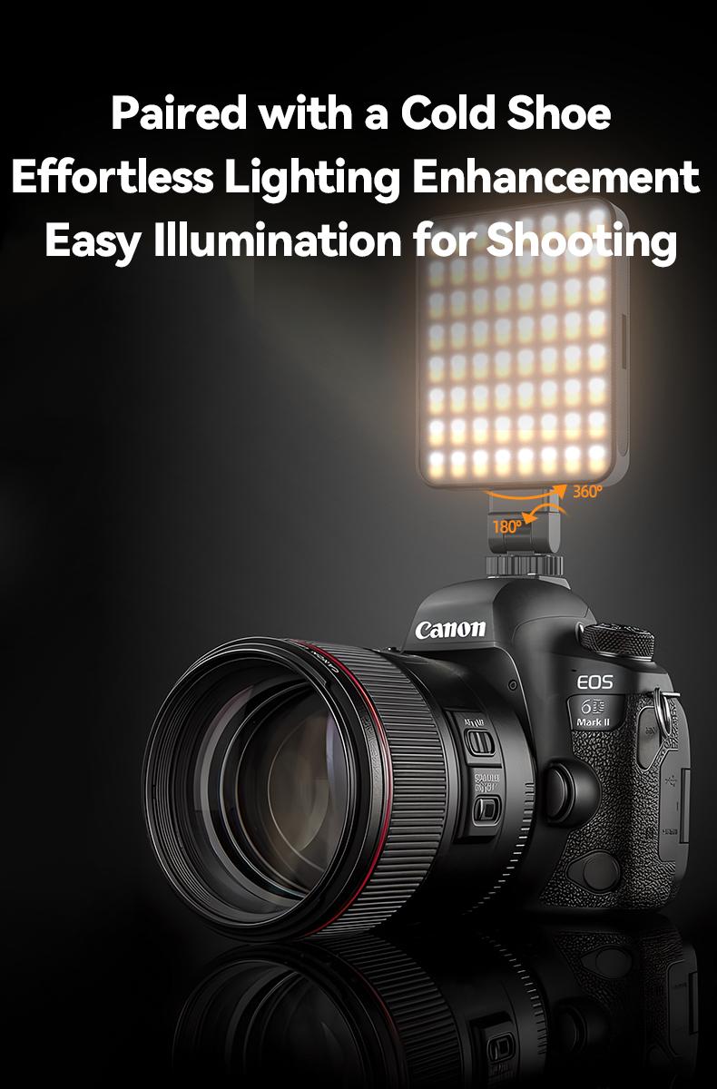 EMEET XJ77 Magnetic Video Light, 3 Color Modes and 10 Brightness Levels, 2000mAh Portable Camera Light 4W Output Power, LED Video Light Panel, 3000-6500K 128 LED Beads for TikTok, Content Creator, Photographer portable light