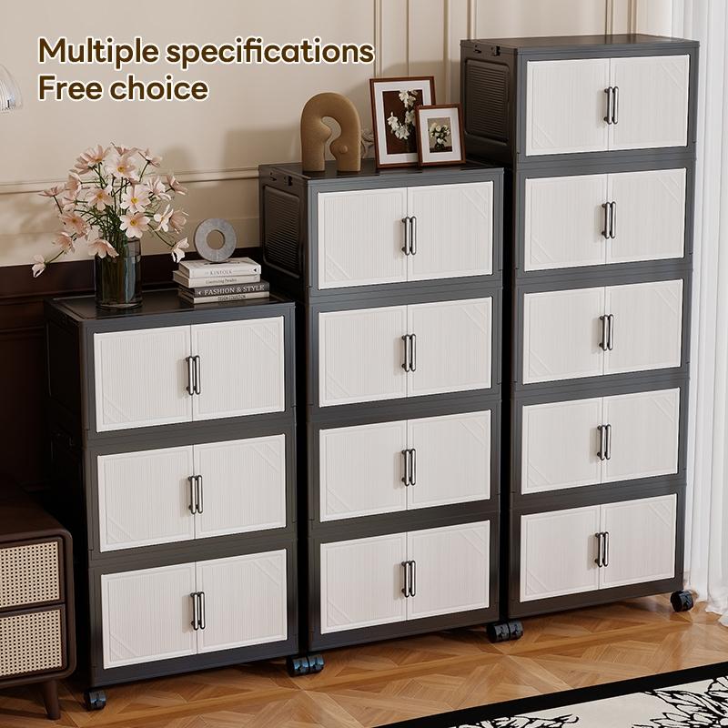 36cm*25cm/46cm*28cm 2-6 Layer Storage Cabinet, Plastic Home Organizer, Durable Living Room Shelf, Mobile with Wheels, Easy Assembly