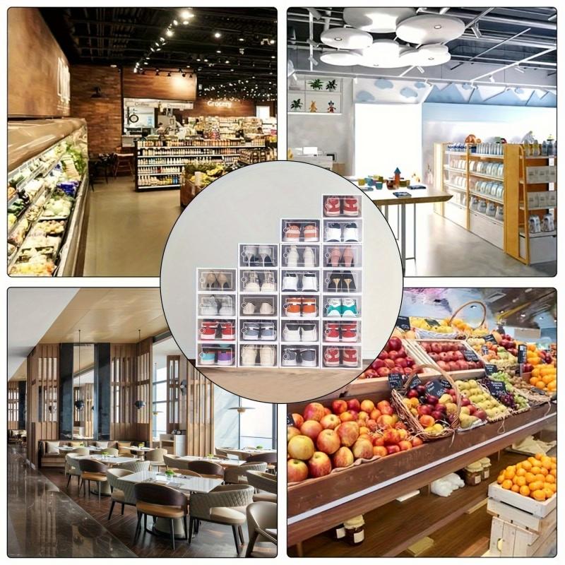 12 Pcs Thickened Clear Shoe Box with Cover, Foldable Shoe Rack Stackable Shoe Rack, Free Combination, Plastic Sneaker Container, Space-Saving Storage Organizer