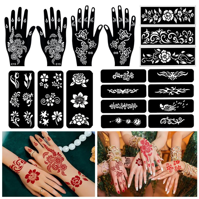 Hand Tattoo Stencil Set with 12 Temporary Tattoo Juice Bottles, Multi-Pack, Non-Flammable, Includes Purified Water & Ethanol Hand Tattoo Stencil Set with 12 Temporary Tattoo Juice Bottles, Multi-Pack, Non-Flammable, Includes Purified Water & Ethanol