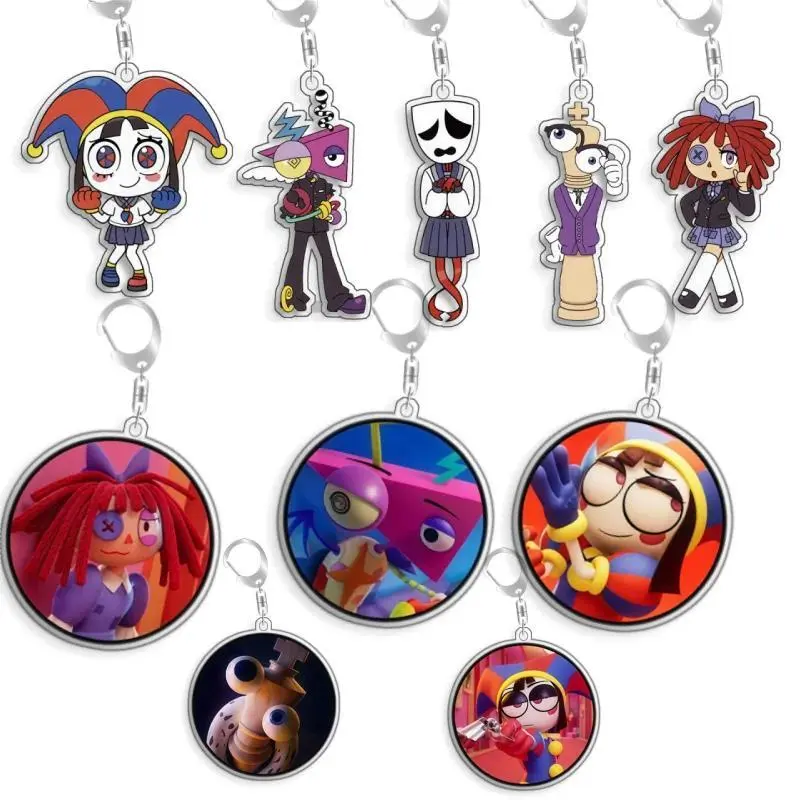 For The Amazing Digital Circus Pomni Zooble Gangle Kinger Ragatha Acrylic Selfmade Cute Cartoon Anime Keychain Pendant Toy Gift