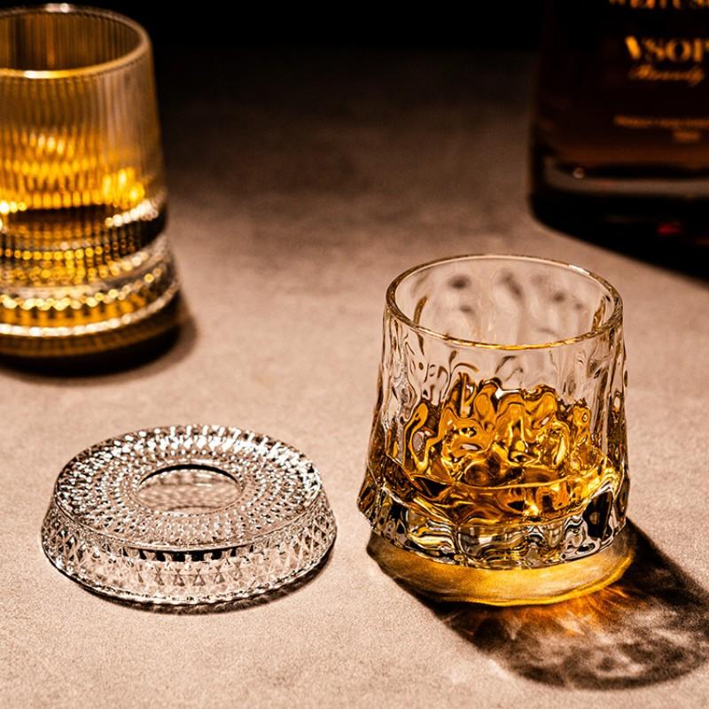 Luxury Whiskey Glass Rotating Cup, Crystal Glass Wine Cup, Home Use Beer Mug, High-End Barware, Elegant Drinkware for Special Occasions