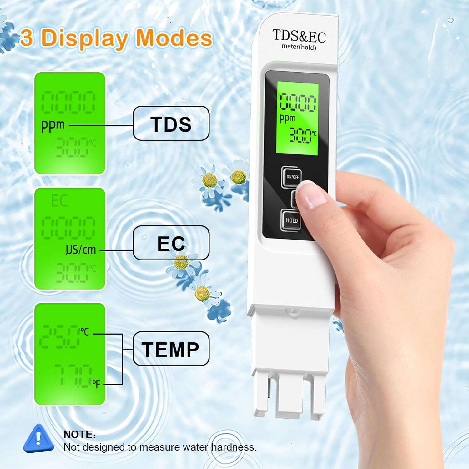 2026 Upgraded 4-in-1 Digital TDS Meter - Digital Water Quality Tester for TDS, EC and Temperature (°C/°F) | 0-9990 ppm Range | Suitable for Drinking Water, Reverse Osmosis Systems, Aquariums and Swimming Pools inflatable pool Modern