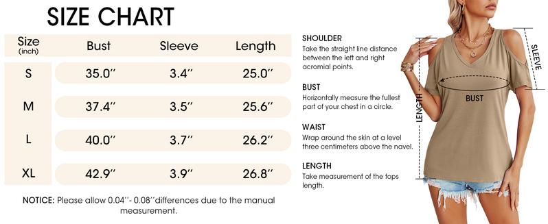 Danedvi Women's Summer Cold Shoulder T-Shirt Casual Short Sleeve V Neck Blouse Top White Womenswear