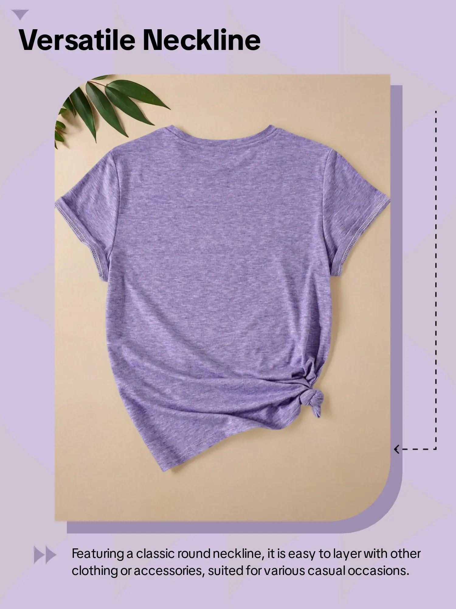 【Plus Size】 Fitted Letter Print Round Neck Tee, Casual Short Sleeve Crew Neck T-shirt for Summer, Women's Clothing for Daily Wear