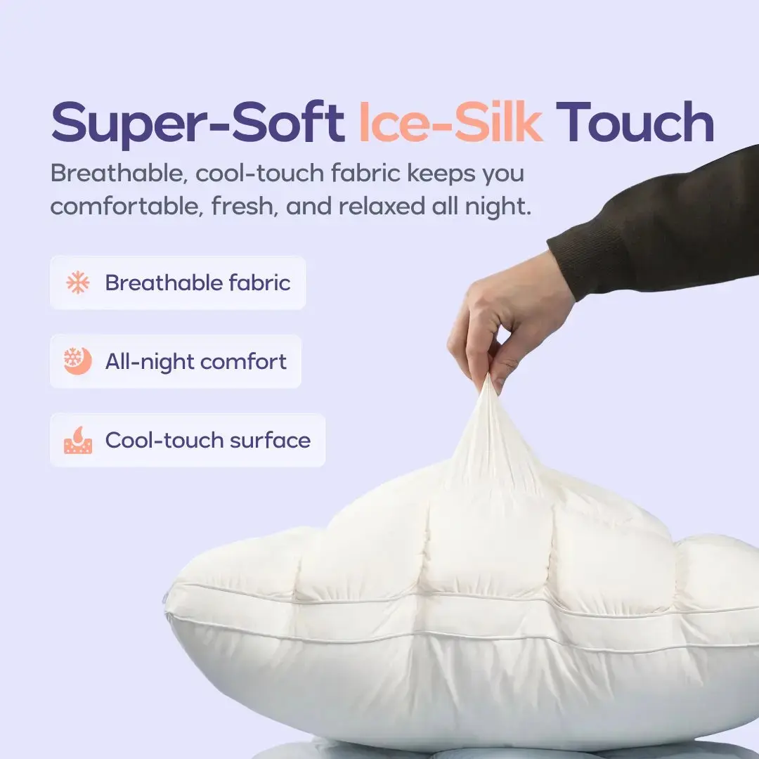 Soft Comfort Pillow, Quilted Grid Design, Cloud-Like Sleep Experience, Side, Back, Stomach Support, Breathable, Cozy Bedding Companion