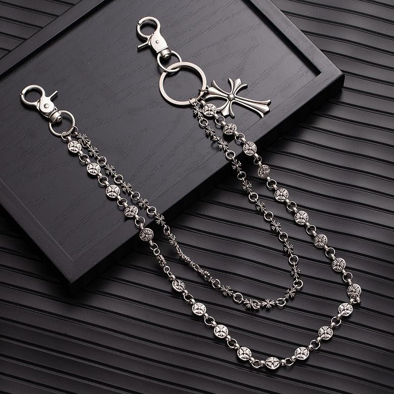 Punk Rock Metal Waist Chain, Unisex Hip Hop Jewelry Gift Pendant, Large Ring Wallet Keychain, Denim Jeans Accessory