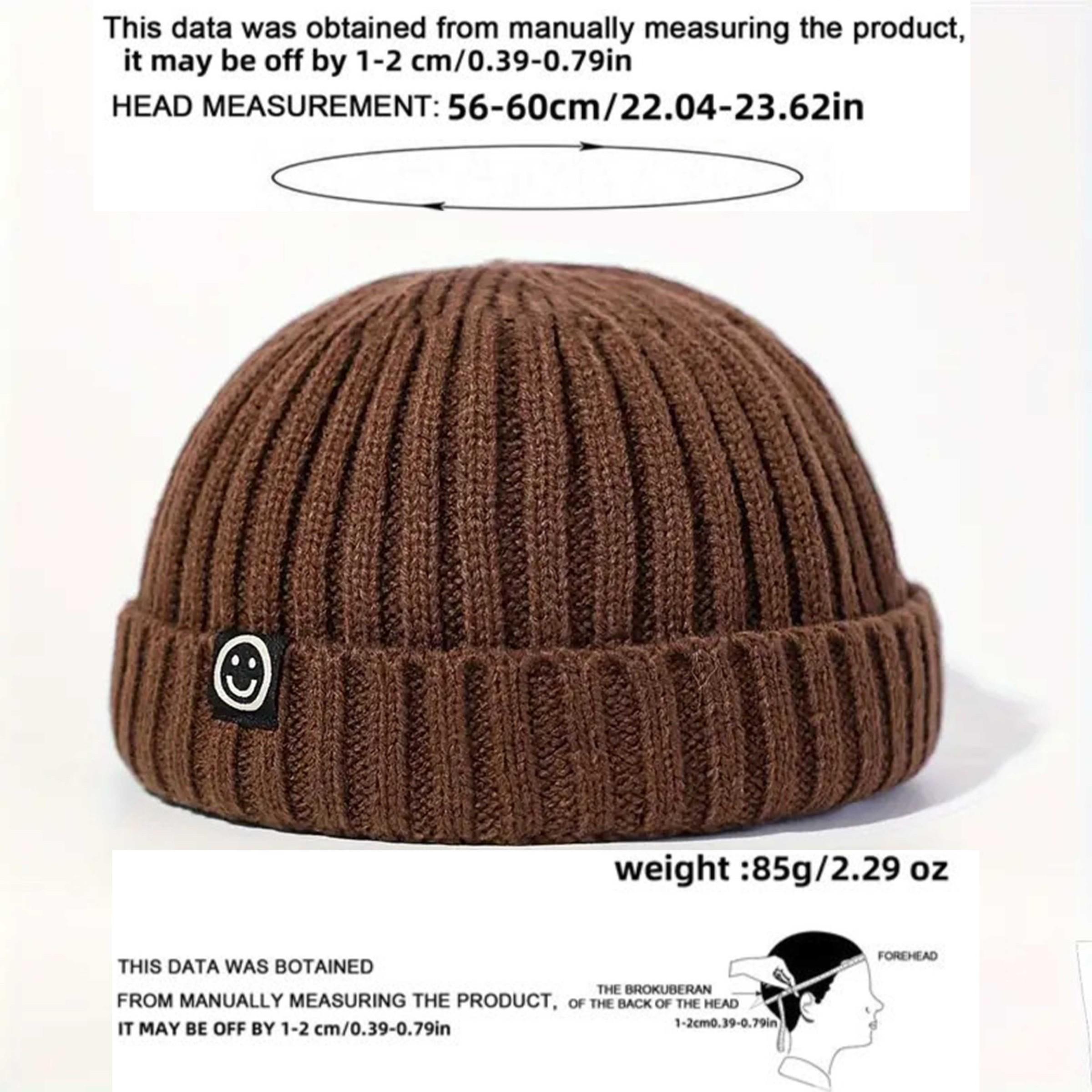 Smiley Face Knit Beanie, Unisex Casual All-Season Hat, Soft Elastic Ribbed Design, Cute Embroidered Smiley, Plain Color Trimmed Edge