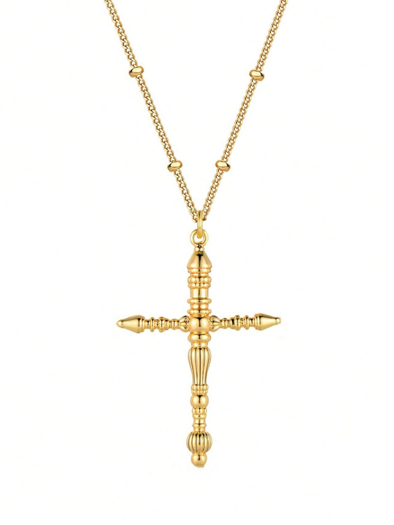 Women's Elegant Cross Pendant Necklace, Dainty Cross Necklace, Coptic Cross Necklace, Fashion Jewelry for Party, Daily Clothing Decor, Trendy All-match & Exquisite Jewelry for Birthday Gift