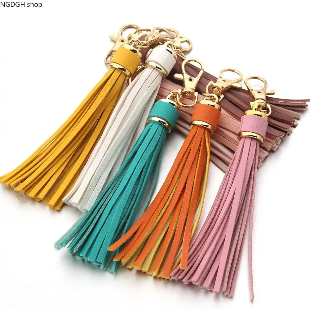 FauxLeatherTasselKeychain,MulticolorLeatherFringeBagCharmwithGoldLobsterClasp,VintageTasselKeyRingPendant,HandbagBackpackCarKeyAccessory,WomenDailyDecorativeOrnament&SmallHolidayGift