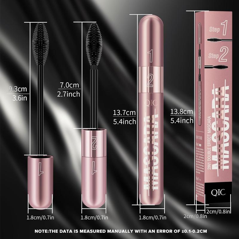 Women 2in1 Black Waterproof Mascara-5X Long Lasting 4D Lash for Beauty Charming Eye Makeup, All-in-One Mascara lady Smooth Gel mascara maybelline sky high maybelline sky high mascara blush matte wands liftingmascara