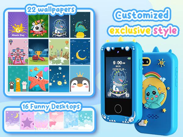 KOKODI Smartphone Toy for Kids, Birthday Gift Unicorn Toy, Touch Screen HD Dual Camera, Interactive phone toy, Travel Toy, Learning Educational Phone with 4GB SD Card, Birthday Gift