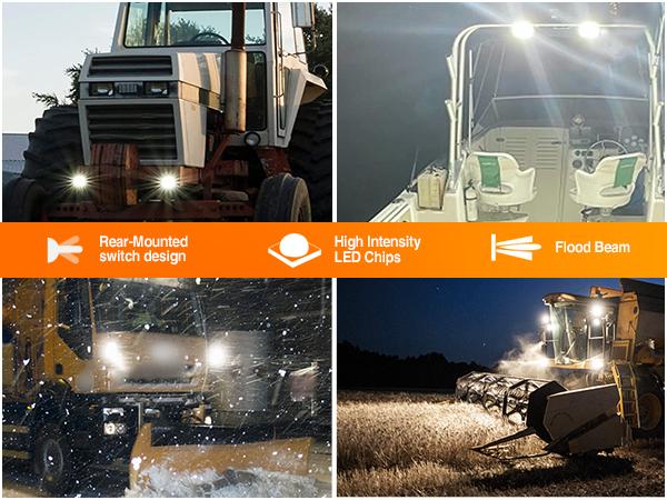 Nilight 4.4 Inch Square Utility LED Work Light W/Integrated Toggle Switch, 2PCS 36W 150° Flood Lamp for Offroad Heavy Equipment Vehicles Truck Tractor Golf Cart Boat ATV UTV dealsforyoudays