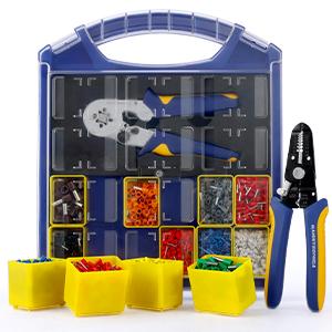 haisstronica Ferrule Crimping  Kit AWG 23-7 Wire Ferrules Crimper with 2500pcs Wire End Terminals AWG 22-7 and Wire Stripper,Father's Day Gift multi tool