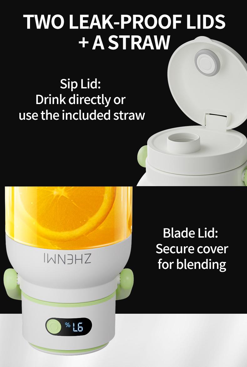 Ideal for Holidays, Birthdays & Thoughtful Gifting: ZHENMI BPA-Free Cordless Blender, 33oz Portable Ice Crushing Blender for Shakes & Smoothies, USB Rechargeable