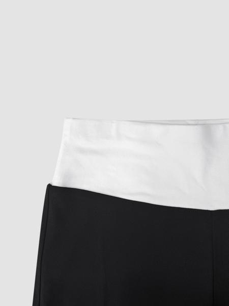 Women's Casual Round Neck Long Sleeve Colorblock Patchwork T-Shirt and Pants Set, Spring & Fall Fitted, 2 Piece Set