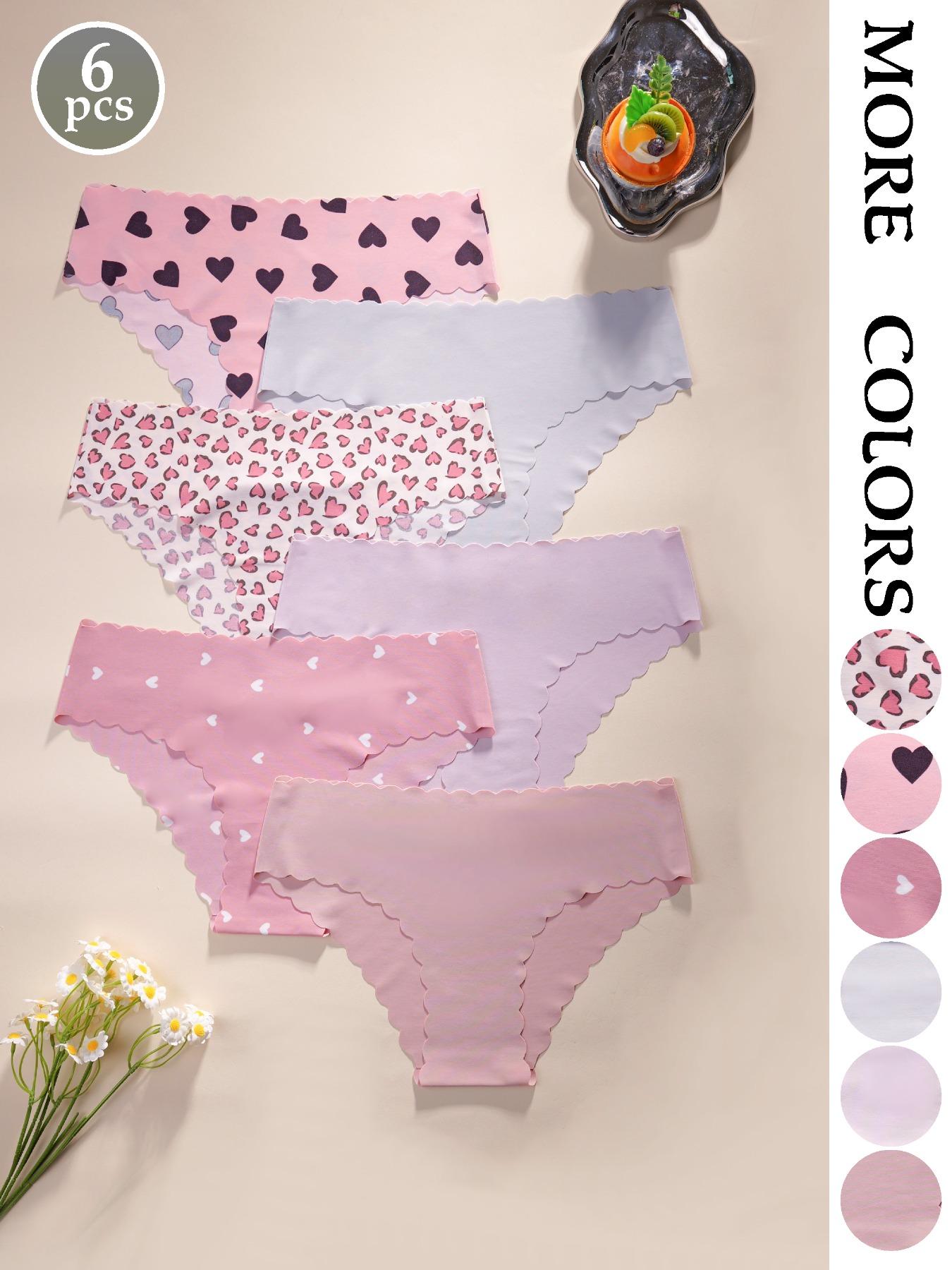 Women's Heart Pattern Panties, Fitted & Plain Design, Breathable Lightweight Comfort Underwear, All-Season Wear, Ideal for Daily Use, Breathable Knicker