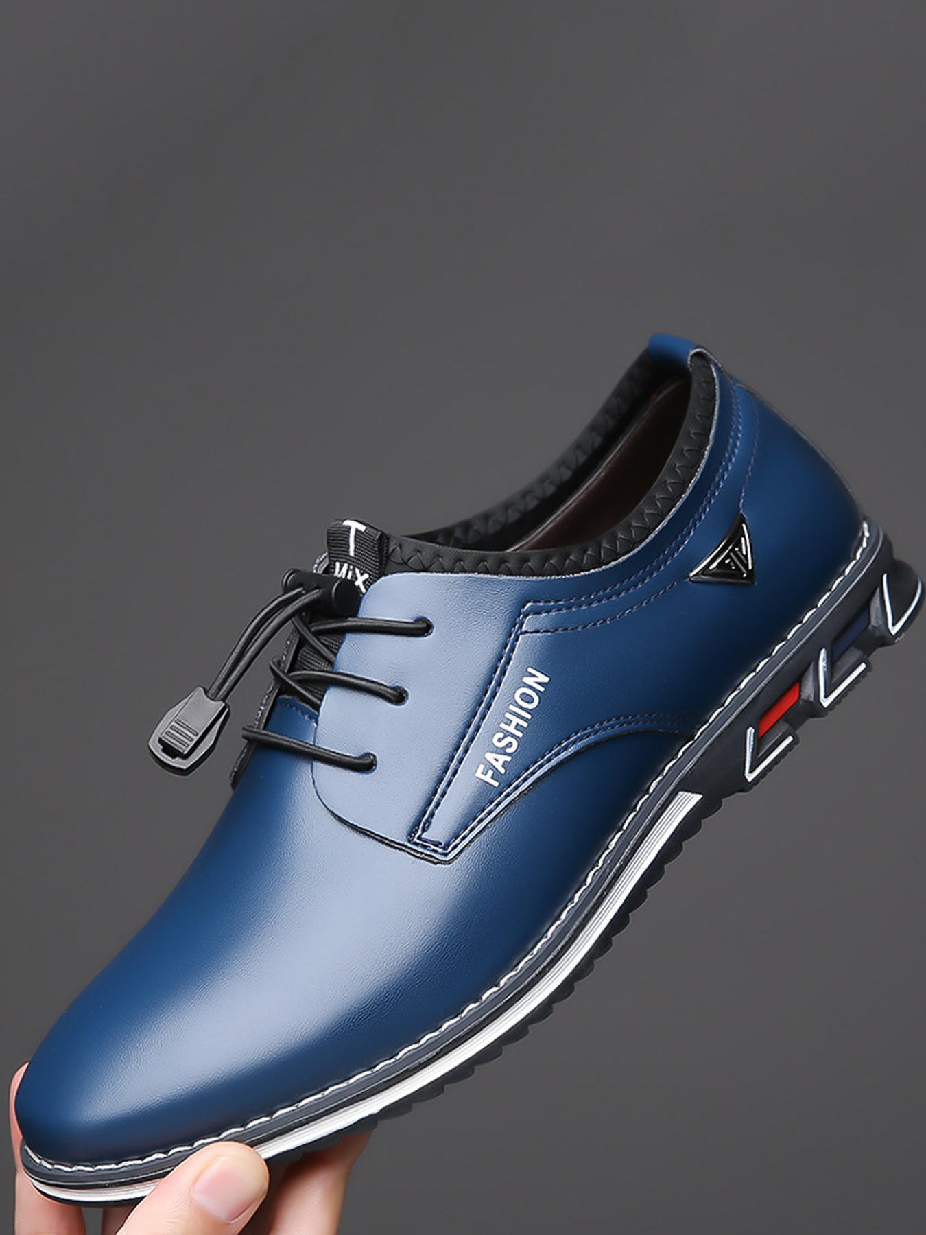 Men's Business Solid Color Lace up Dress Shoes, 1 Pair Minimalist Style Formal Pu Leather Shoes for Work Office, Comfortable Shoes for Daily Wear, Perfect for Men and Outdoor