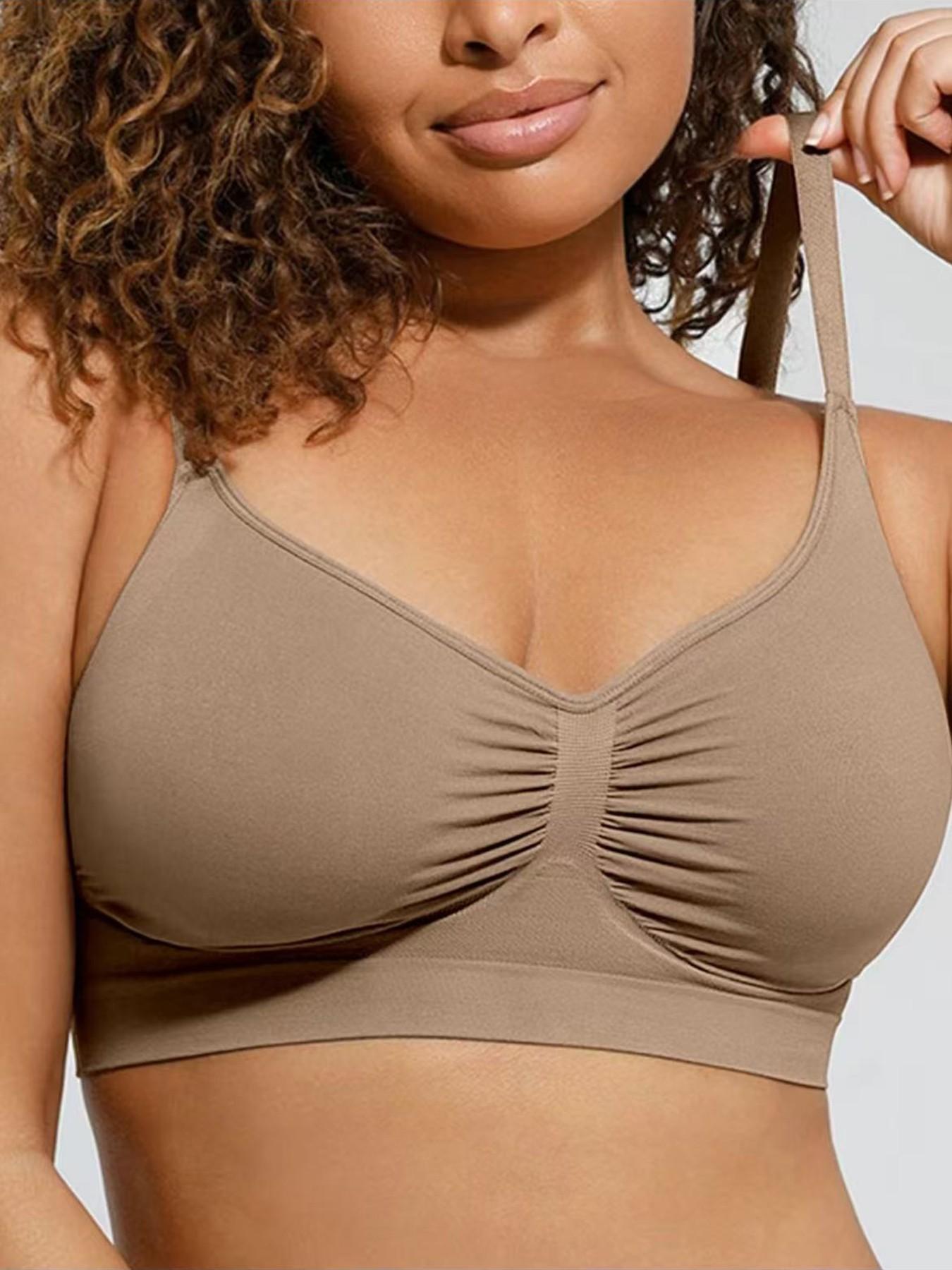 3 Pack Women's Seamless Wireless Supportive Bras, Adjustable Strap Comfort No Underwire Bralette Set, Soft Stretch Light Support Bra Tops for Daily Wear, Lounge, Sleep and Casual Layering