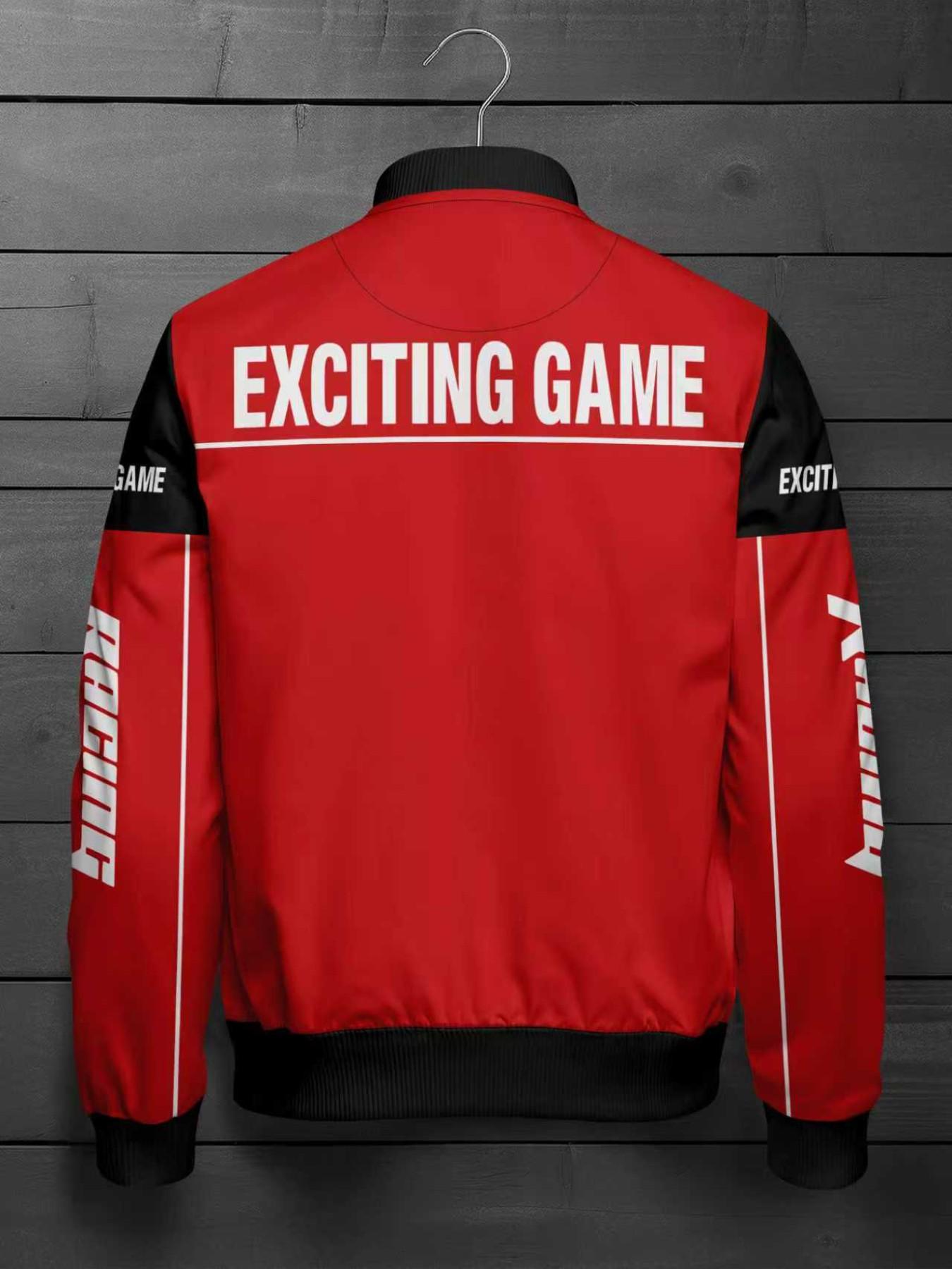 Men's Casual Racing Jacket, Fitted, Soft Shell Material, Speed Racing Pattern, Zipper Closure, Perfect Choice for Spring & Fall