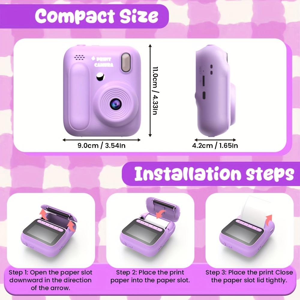 Kids Instant Print Camera, Dual 1080P HD, 1300mah Battery, 2 Printing Modes, 8x Zoom, Perfect Gift for Ages 3-12 Boys & Girls