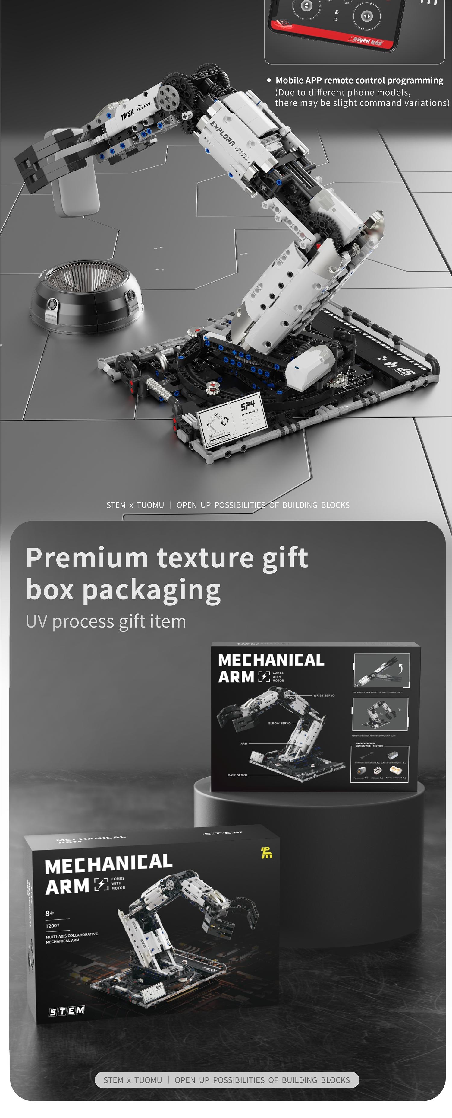 1029pcs Remote Control Mechanical Arm Building Set, Stem Education Toy, Dynamic Transmission System, Ideal Gift for Kids and Adults