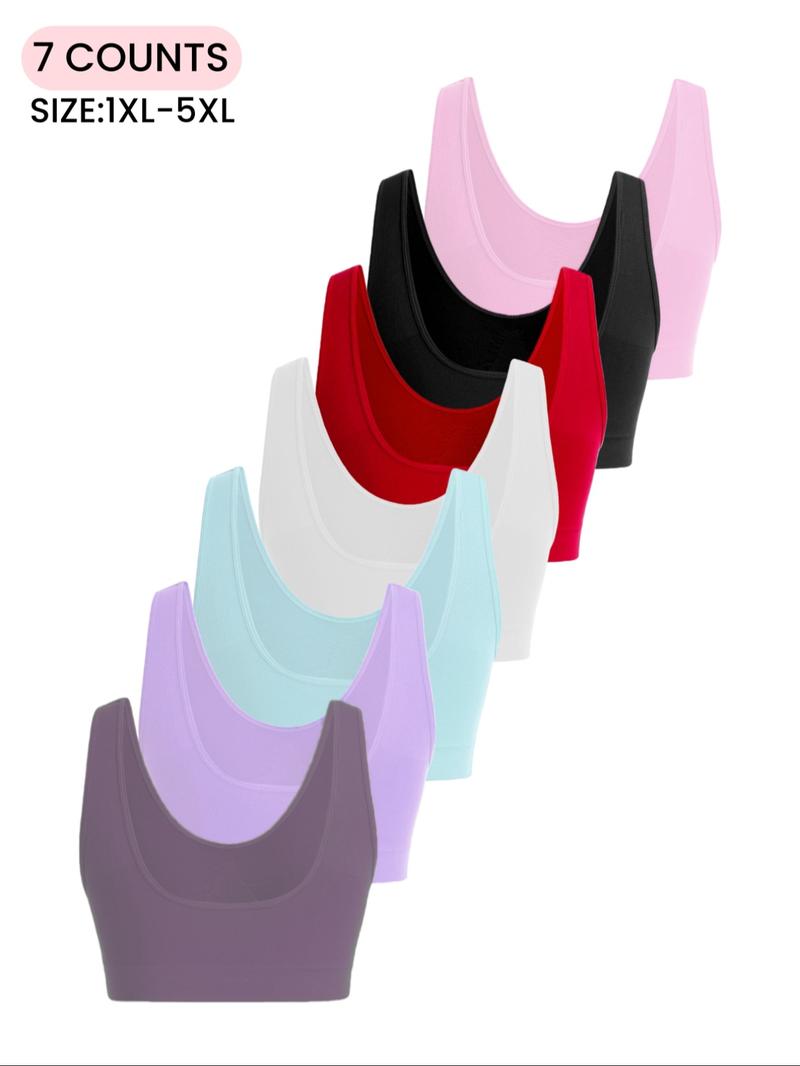 【Plus Size】 Women's Soft  Seamless Bra,Comfortable & Breathable Simple Basic Chest, No Padding,Lady Lingerie Casual Underwear Top,Soft Comfy Bra,Perfect For Daily Wear,All Seasons