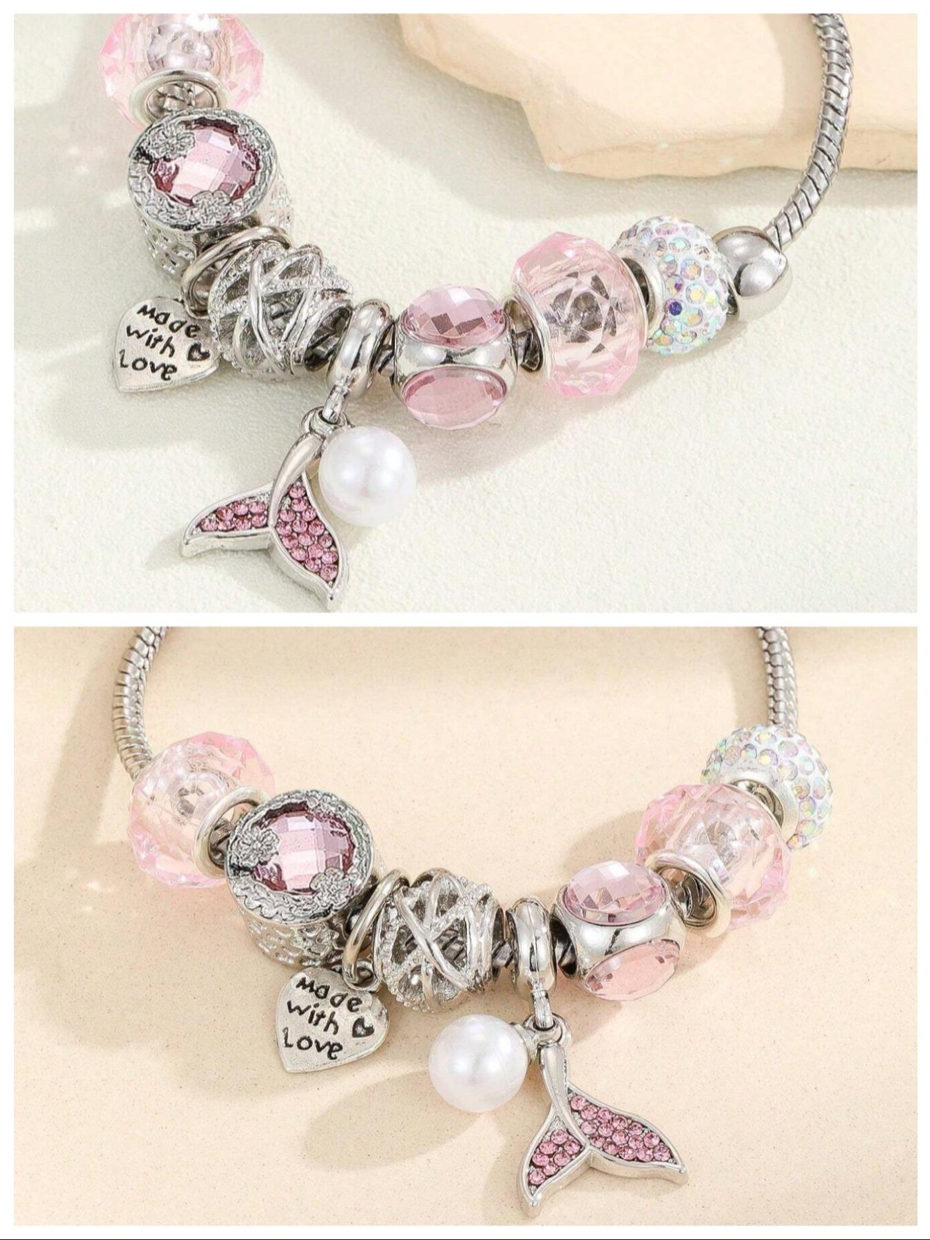 Women's Cute Flower & Rhinestone Fish Tail & Heart Design Bracelet, Fashion Bracelets, Fashion Jewelry for Party, Daily Decor, Trendy All-match & Exquisite Jewelry for Birthday Gift