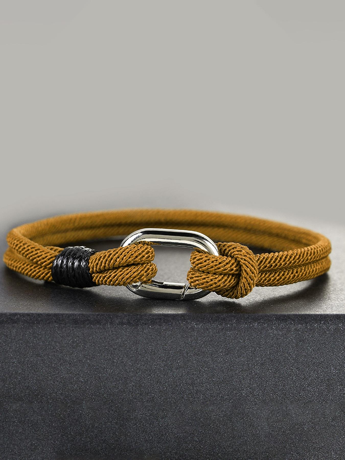 Men's Braided Rope Bracelet, Minimalist Nautical Style, Adjustable Buckle, Durable Handmade Knot Wristband, Daily Wear, Fitness Gift