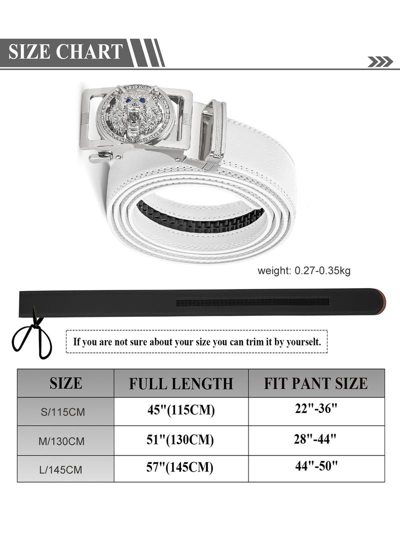 XZQTIVE Men's Real Leather Ratchet Dress Casual Belt, Cut to Exact Fit