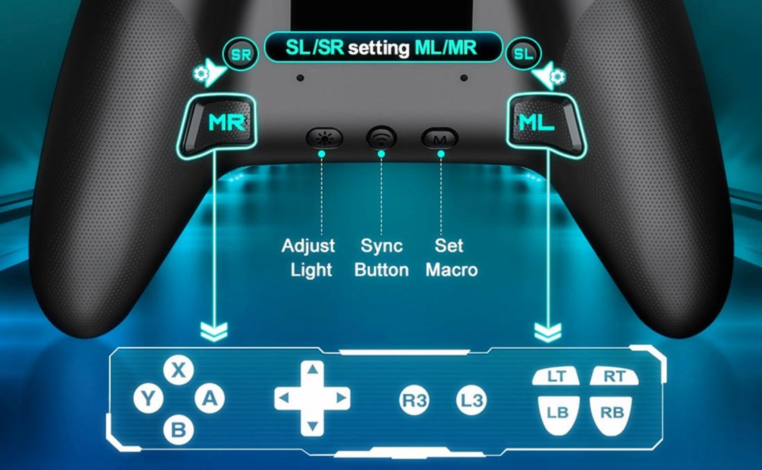 Wireless Switch Pro Controller for Switch Controller/Lite/OLED, LED Wired PC Game Joysticks-Wireless iOS/Android Remote, Switch Accessories Set Controller with Cool LightSkin