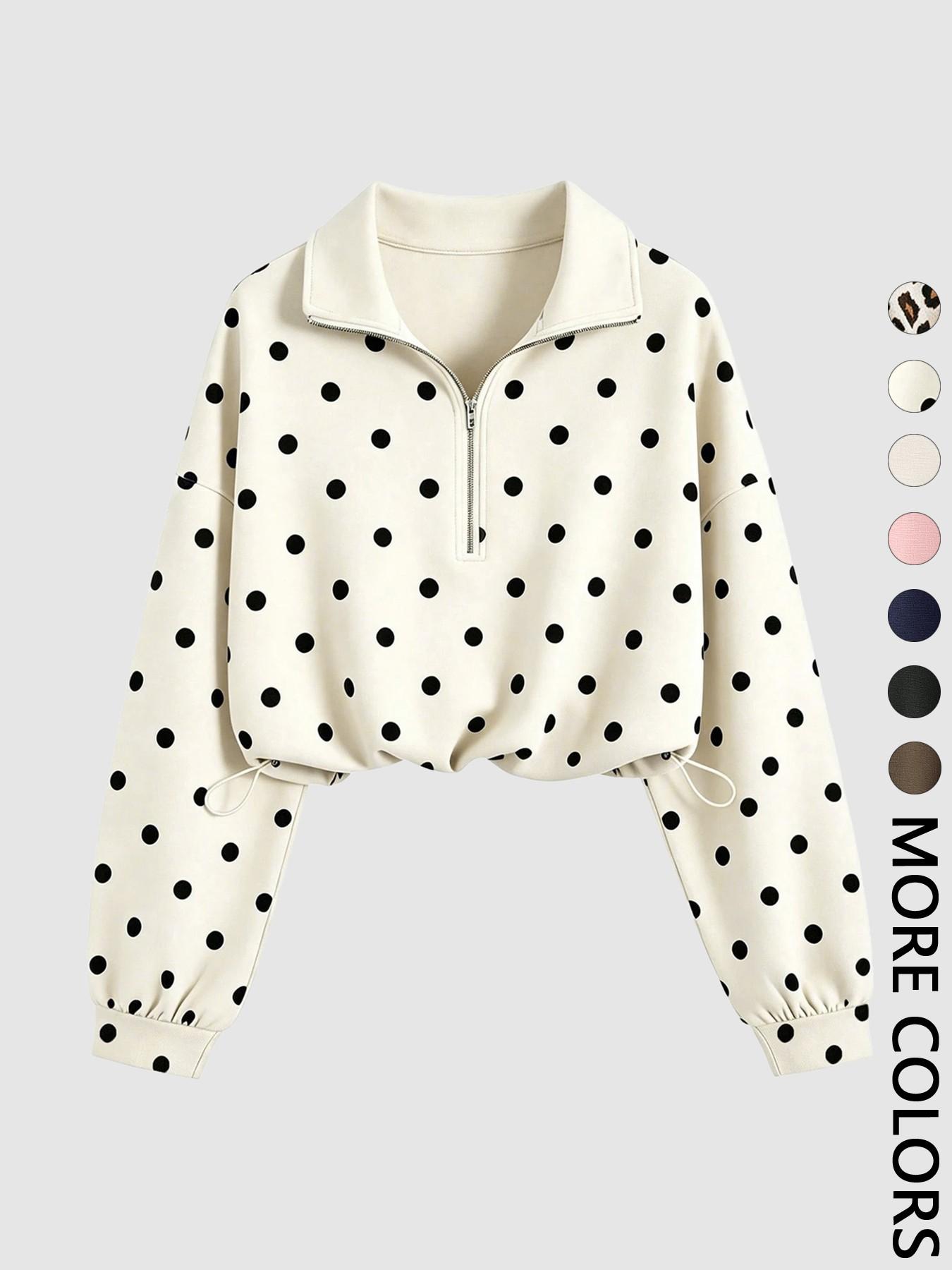 Women's Half-Zip Stand Collar Drawstring Adjustable Short Sweatshirt, Spring & Fall Casual Fashion, Comfortable and Stylish Women's Half-Zip Stand Collar Drawstring Adjustable Short Sweatshirt, Spring & Fall Casual Fashion, Comfortable and Stylish
