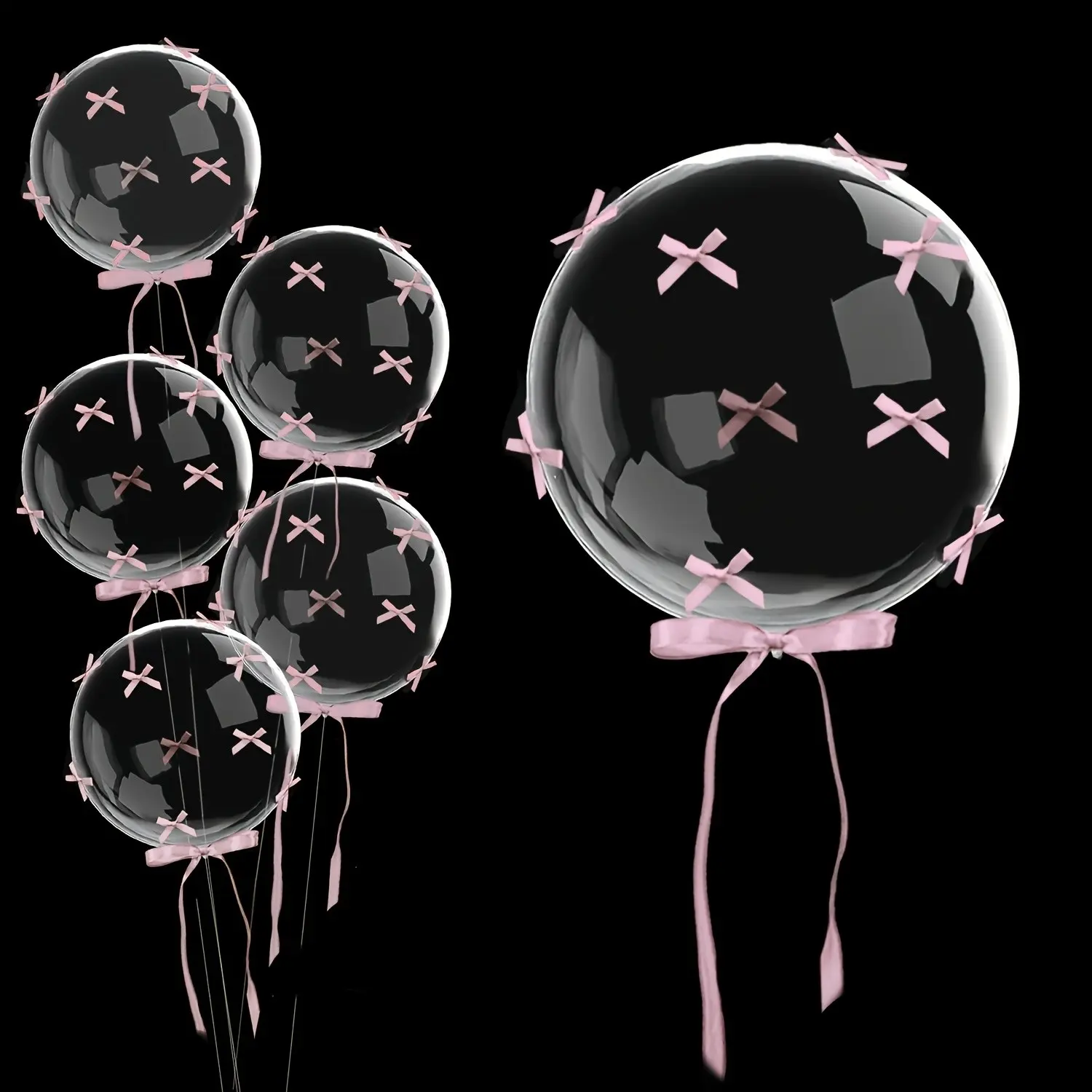 The 8 PIECE Valentine's Day PARTY Balloon Set CONTAINS clear PLASTIC balloon and bow decoration. It is suitable for Valentine's Day, birthdays, anniversary events, weddings, engagement ceremonies, Halloween and Christmas Balloon Decorations Kit