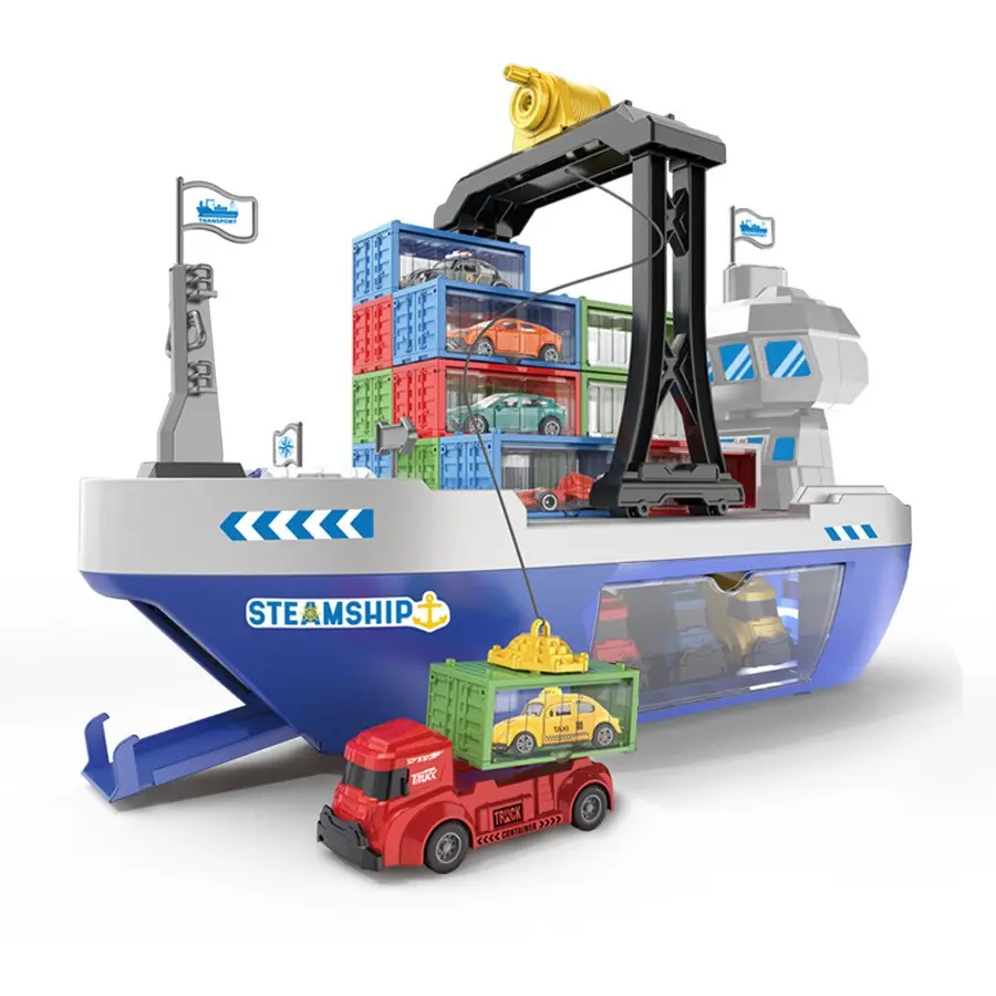 Large Cargo Ship Toy Set, Kids Alloy Car Container Kit, Storage Toy Model, Role Play Toy, Christmas Gifts for Kids