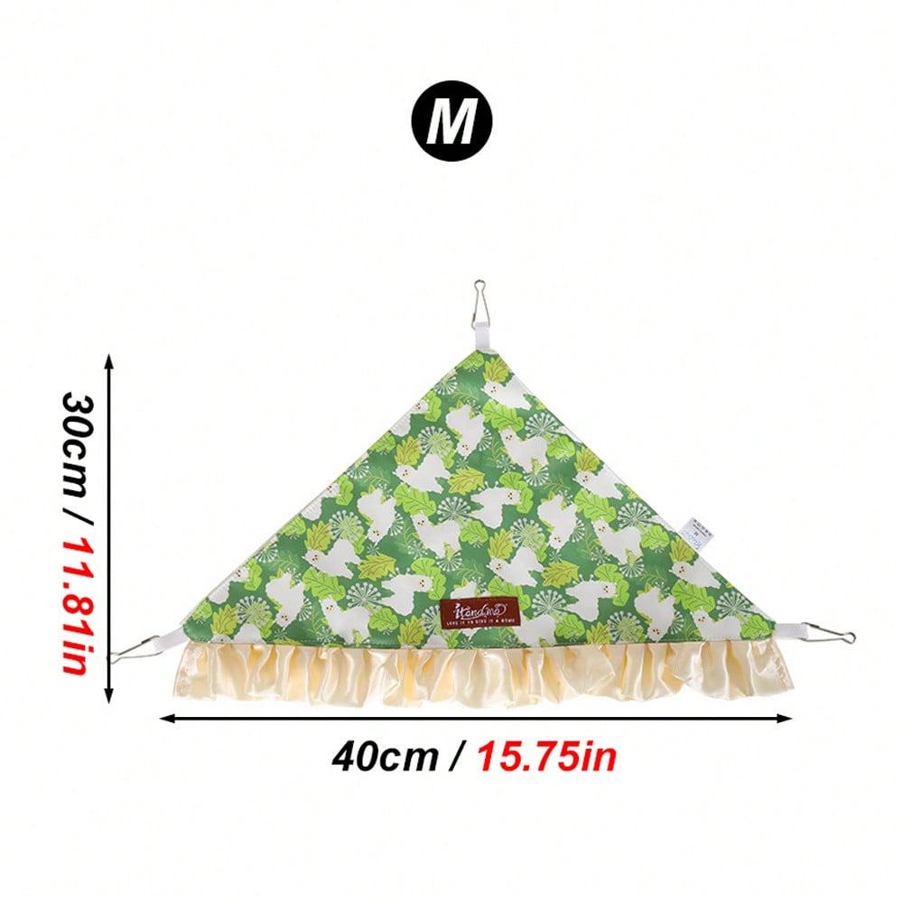1pc Ruffled Edge Small Pet Hammock with Printing Patterns, Small Pet Sleeping Bed Hanging Triangular Bed with Hooks, Cozy Resting Nest Guinea Pig Bed for Guinea, Hamsters & Other Small Pets