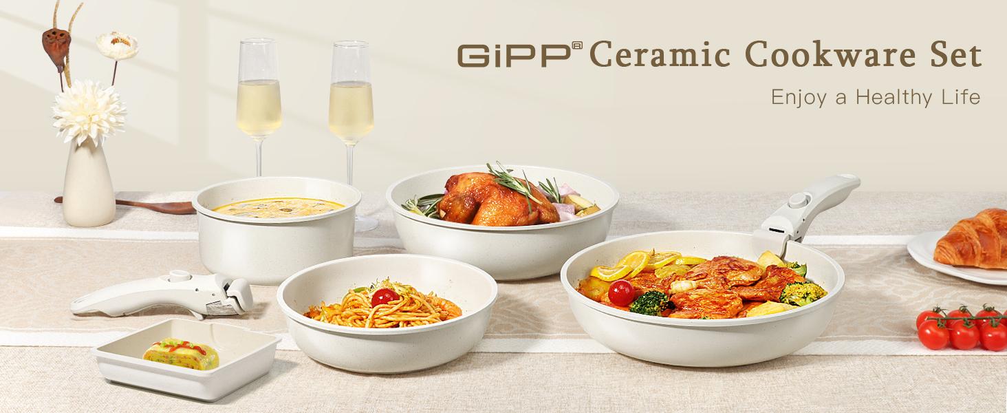 GiPP Pots and Pans Set Non Stick, Nonstick Detachable Handle, Healthy Non Toxic PFAS PFOA & PTFE Free, Dishwasher &Oven Safe, Induction Pot and Pan GiPP Pots and Pans Set Non Stick, Nonstick Detachable Handle, Healthy Non Toxic PFAS PFOA & PTFE Free, Dishwasher &Oven Safe, Induction Pot and Pan